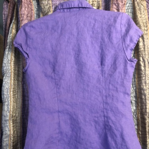 Lilac Linen Buttoned Down Top with Frills - Picture 2 of 2